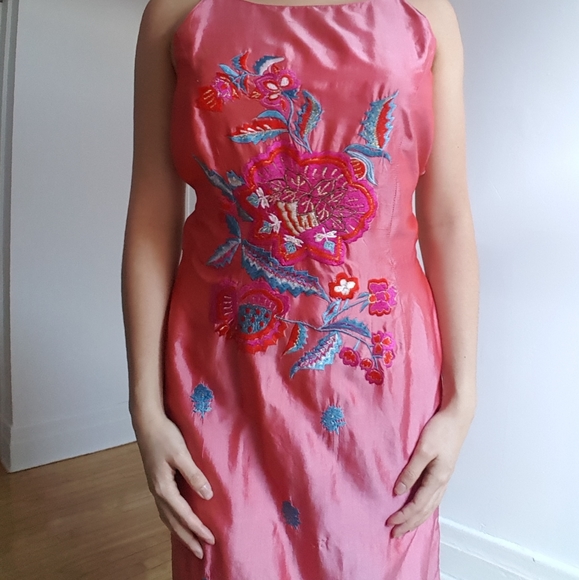 Vintage 100% silk Free People midi dress - Picture 2 of 8